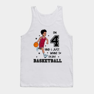 Boy plays basketball - I am 4 Tank Top